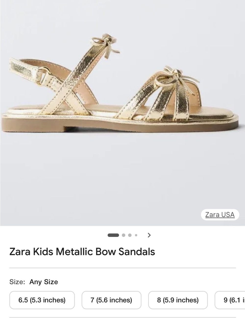 Never Been Worn! 🤍☀️Zara Girls Gold Bow Strappy Sandals